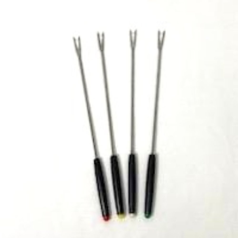 Vtg Fondue Forks Skewers Wood Handle Colored Tips Japan MCM Retro Party - Picture 5 of 8